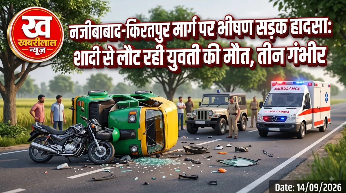 बिजनौर: तेज रफ्तार का कहर, ऑटो की टक्कर से बाइक सवार लड़की की मौत