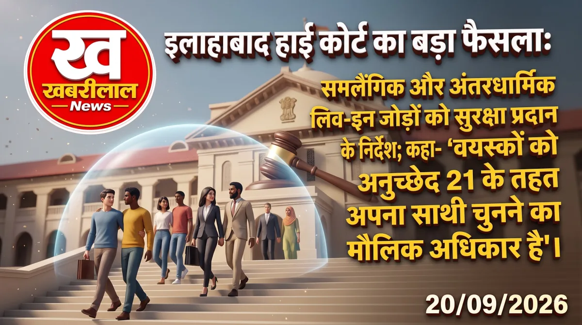इलाहाबाद हाईकोर्ट भवन और न्याय की प्रतीकात्मक तस्वीर। (Khabreelal Logo)
