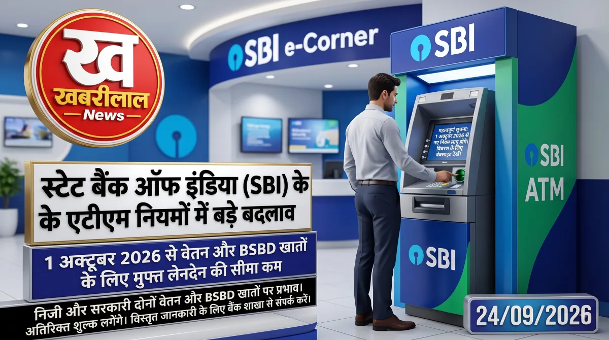 एसबीआई (SBI) का एटीएम बूथ और पैसे निकालता हुआ व्यक्ति