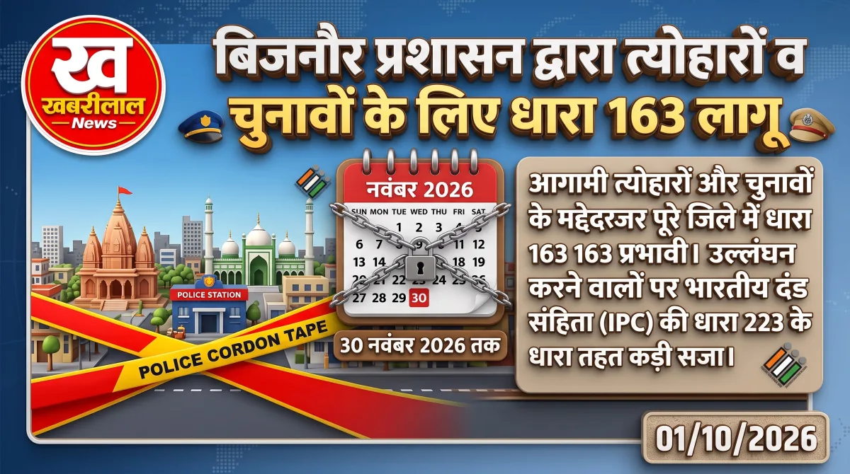 Bijnor administration imposes Section 163 ahead of festivals and elections to maintain law and order