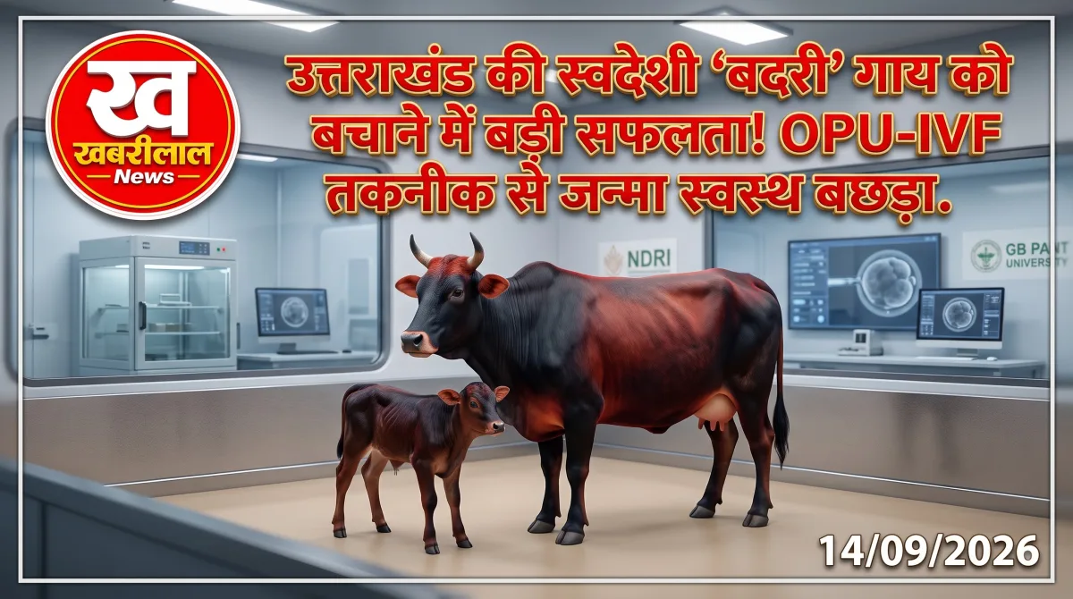OPU-IVF तकनीक से जन्मी उत्तराखंड की देसी 'बद्री' नस्ल की बछिया और वैज्ञानिक।