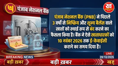 Punjab National Bank branch and e-KYC process illustration for account holders