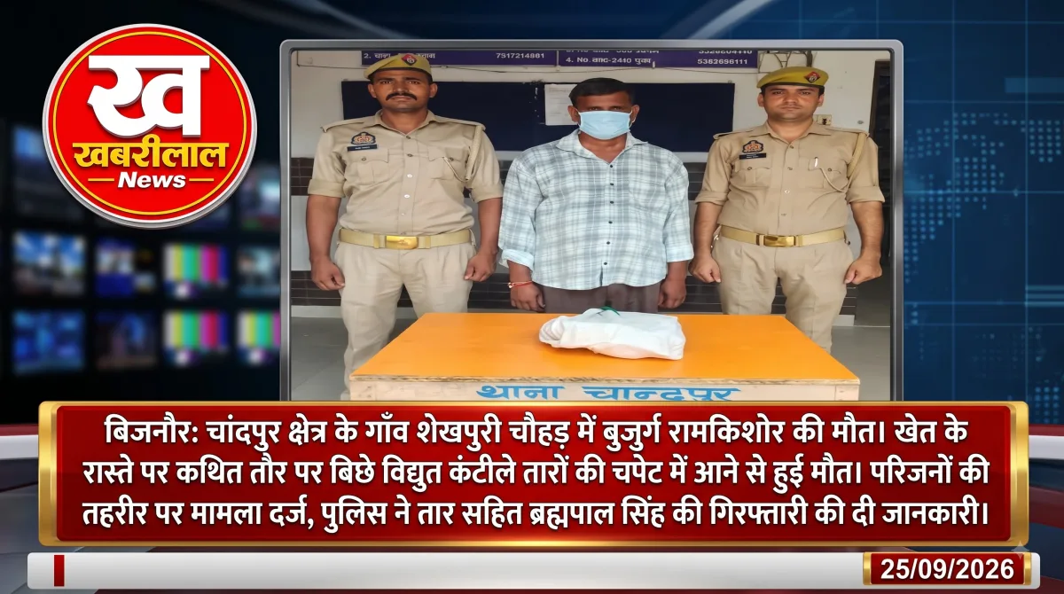 चांदपुर में खेत के रास्ते विद्युत तारबंदी से बुजुर्ग की मौत का मामला