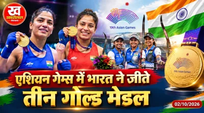 Indian boxers Parveen Hooda and Lovlina Borgohain celebrate gold medals at the Asian Games