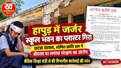 Shoshit Kranti Dal complaint letter against Hapur BSA and Dhaulana school headmaster (AI-generated image)