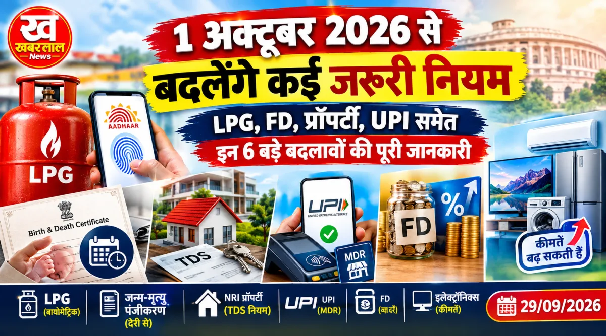 1 October 2026 Rules LPG FD UPI Property Tax Changes
