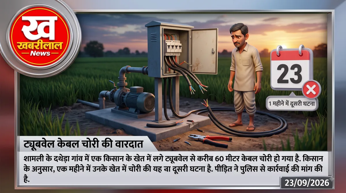 शामली के दथेडा गांव में ट्यूबवेल से केबल चोरी का मामला