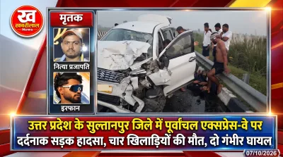 Sultanpur Accident on Purvanchal Expressway damaged Ertiga car after collision