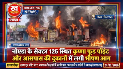 Noida Sector 125 Fire incident at Krishna Food Point and nearby shops