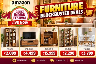 Amazon Great Indian Festival: ₹2,099 में Bookshelf, ₹4,499 में TV Unit, Furniture पर मिल रहे ये Deals