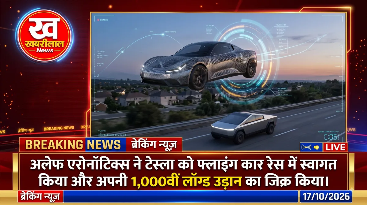 Alef Aeronautics flying car flies over a Tesla Roadster prototype