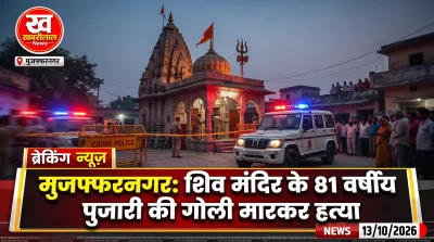 Police investigating at the Shiv temple crime scene after an 81-year-old priest was shot dead in Muzaffarnagar