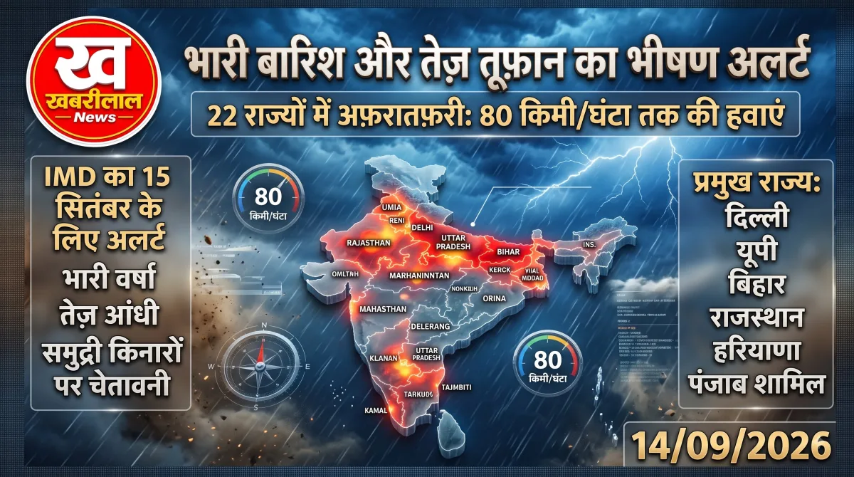 देश के 22 राज्यों में भारी बारिश और आंधी के अलर्ट की प्रतीकात्मक तस्वीर।