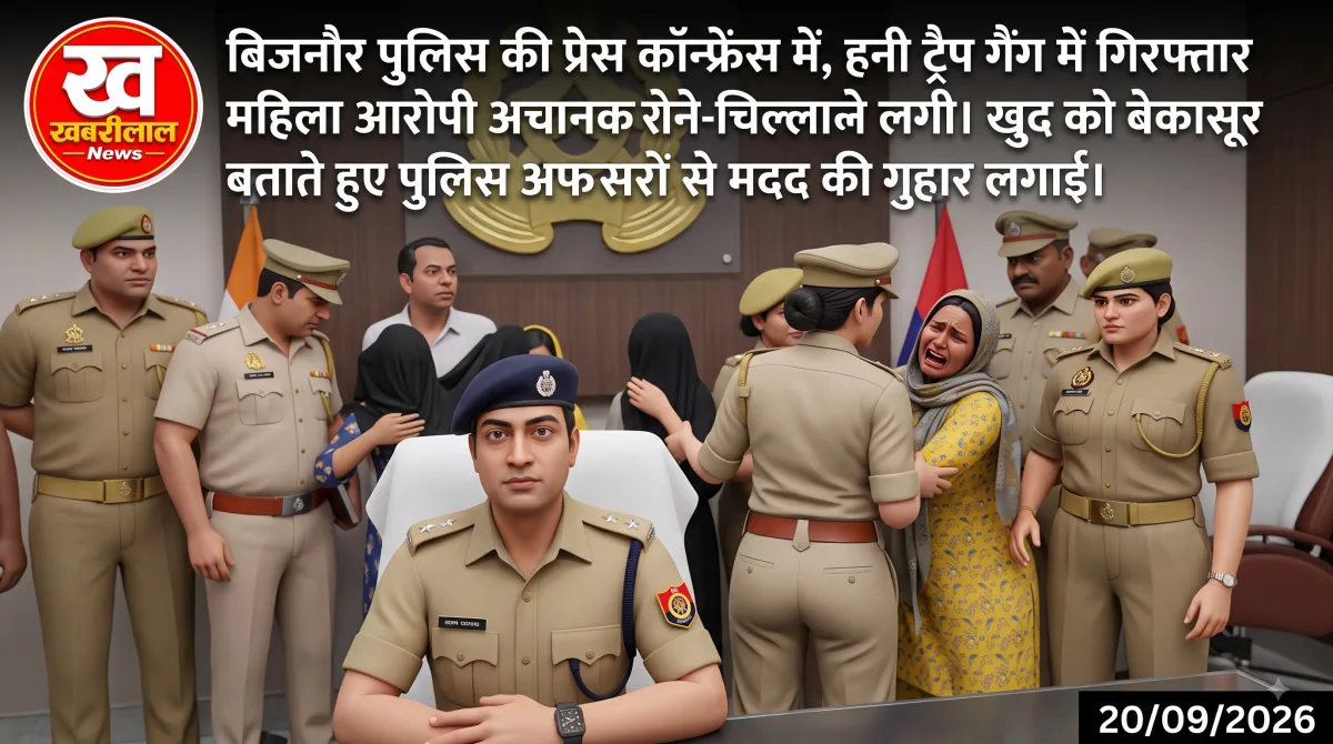 बिजनौर पुलिस की प्रेस कॉन्फ्रेंस में महिला आरोपी का हंगामा